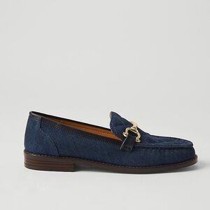 J. Crew Navy Blue Loafers with Gold Accent Size 7.5